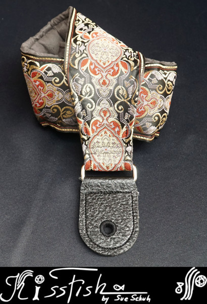 Gitarrengurt Ancient Border Paradise Gold on Black Black